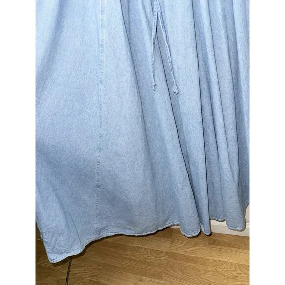 Vintage Denim Tank Dress 6 Rhinestone Fit Flare Old Western 80’s Tie Front P - Picture 7 of 14